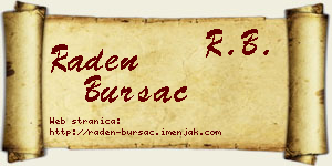 Raden Bursać vizit kartica
